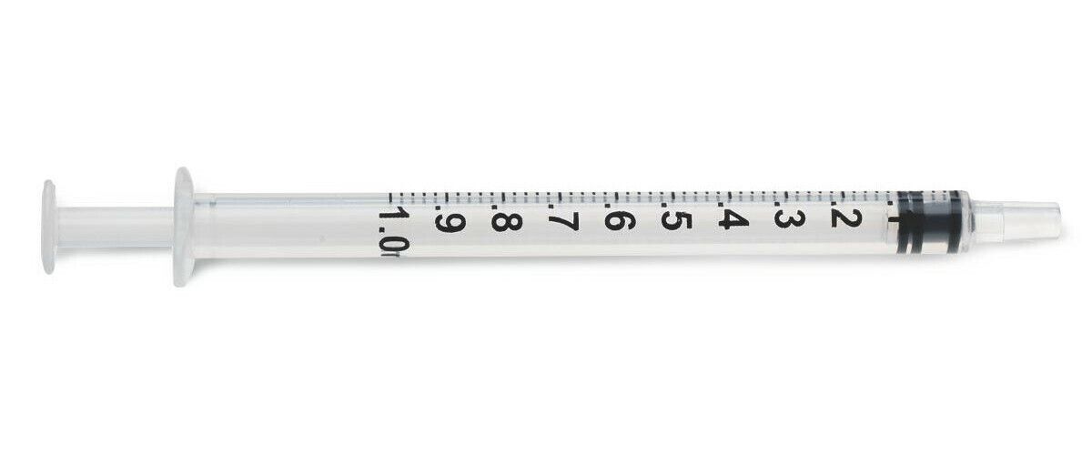 *100-Pieces* Medline 1mL Sterile Disposable Syringe Luer Slip SYR101020