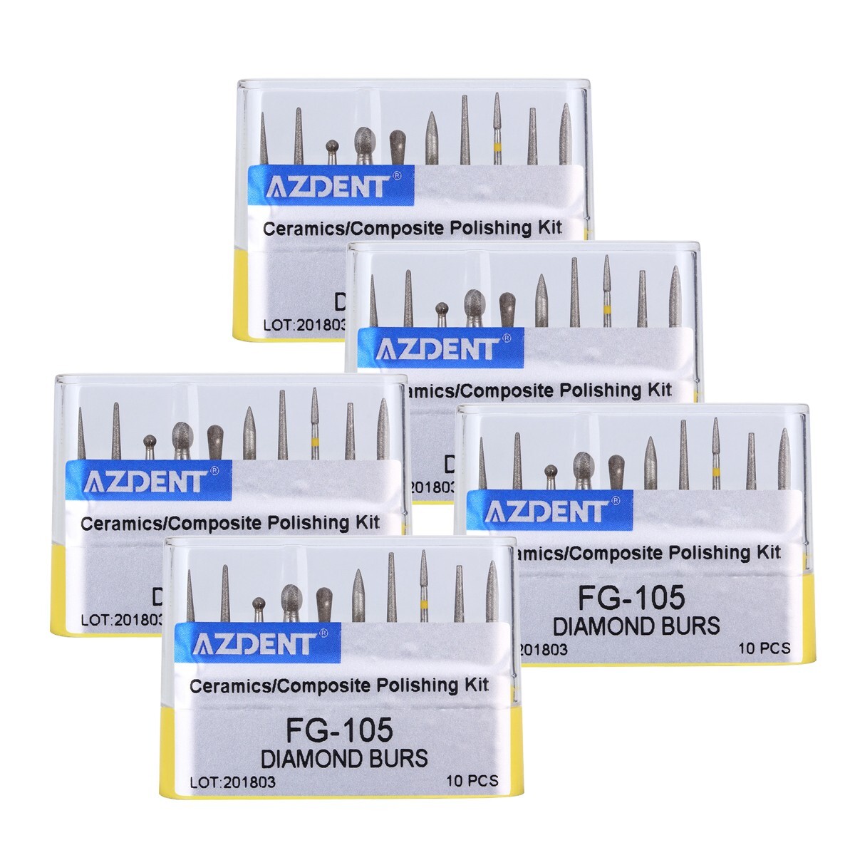 10pc Dental Diamond Burs FG-105 Composite Polishing Kit for High Speed Handpiece