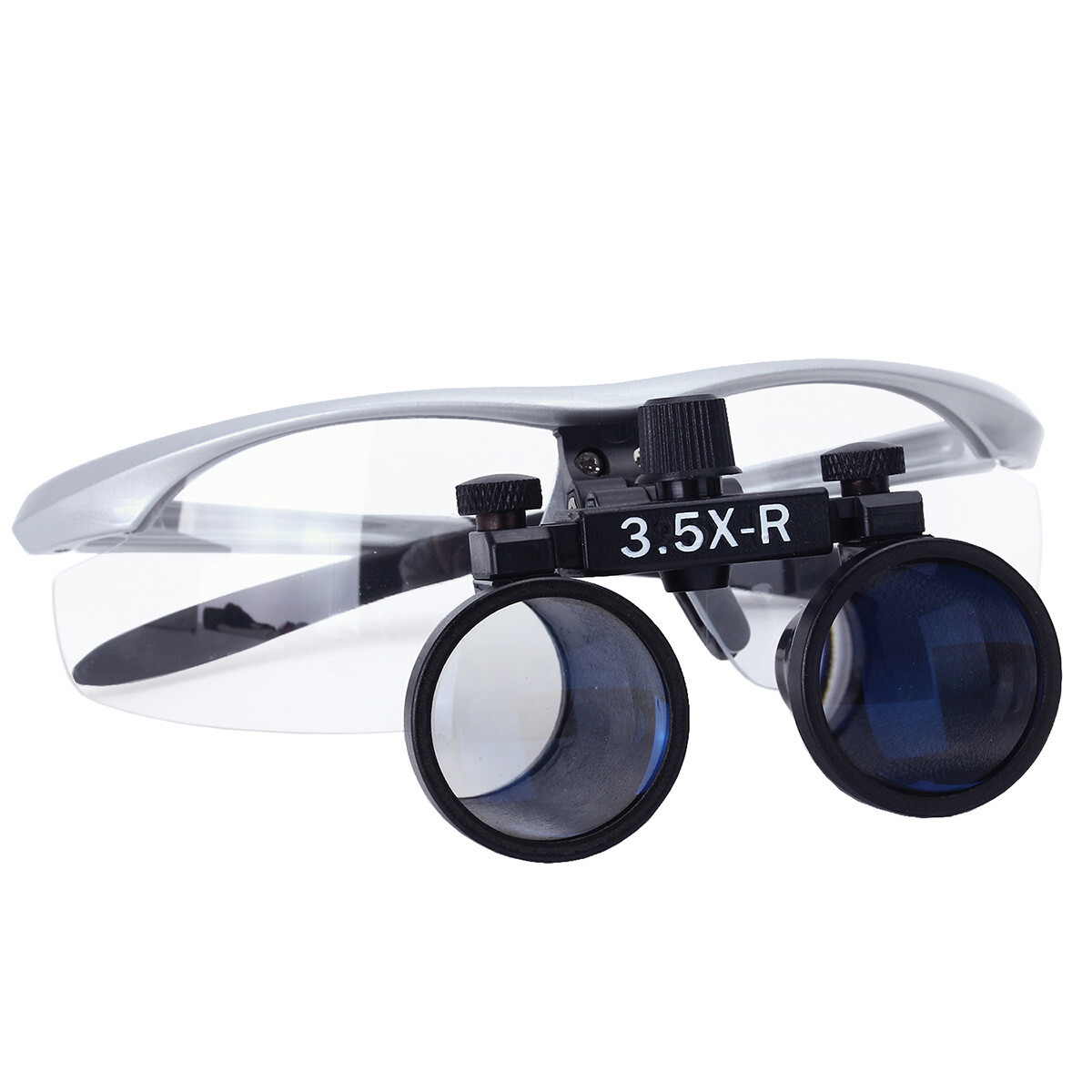 Dental Magnifier Medical Binocular Loupes 3.5X Black+ LED Head Light Lamp Silver