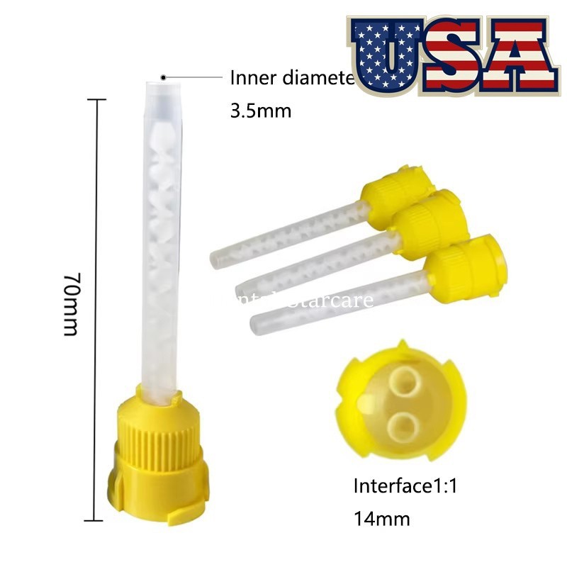 Dental Mixing Tips For Light Body Impression Material 1:1 Long/Short 7cm/5cm USA