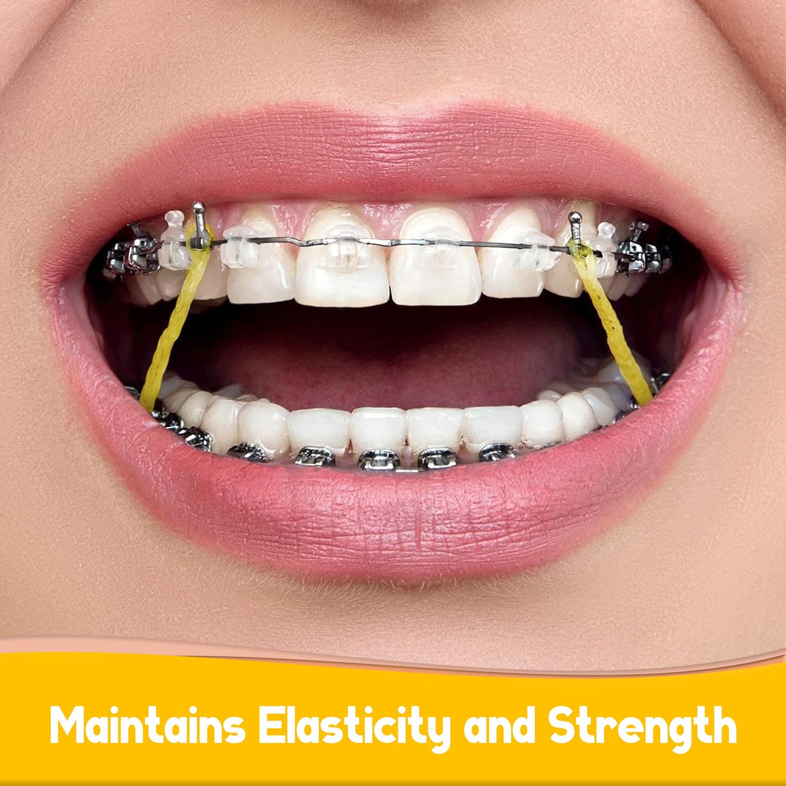 500 Pcs Orthodontic Elastic Rubber Bands, 3.5 1/8″,Chipmunk, Light Yellow
