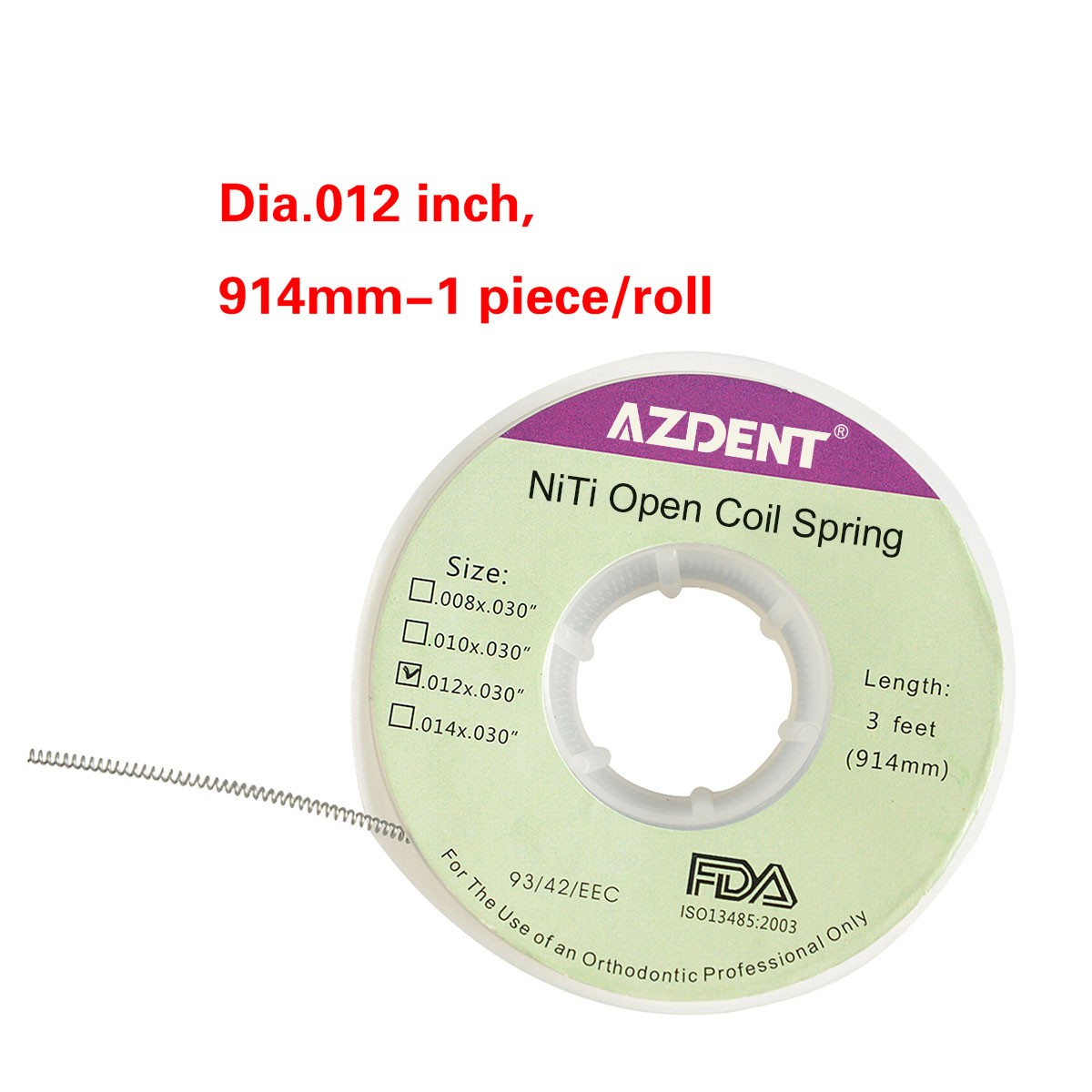 AZDENT Dental Ortho Niti Open Coil Springs Dia.010/012 inch 010/012*030″ 914mm