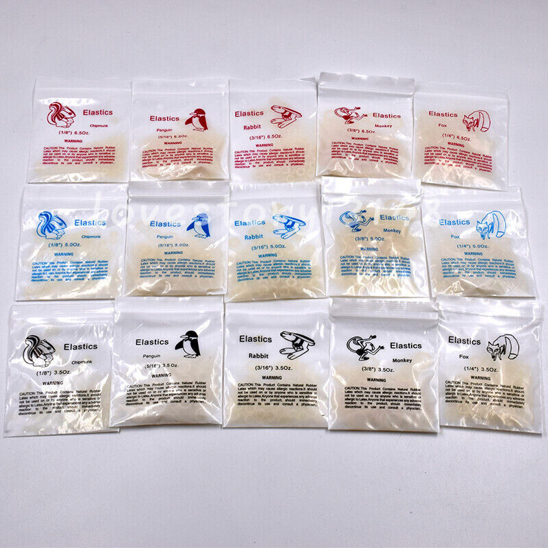 Dental Orthodontic Rubber Bands Elastics Latex Braces 3.5/4.5/6.5Oz 100x/Bag