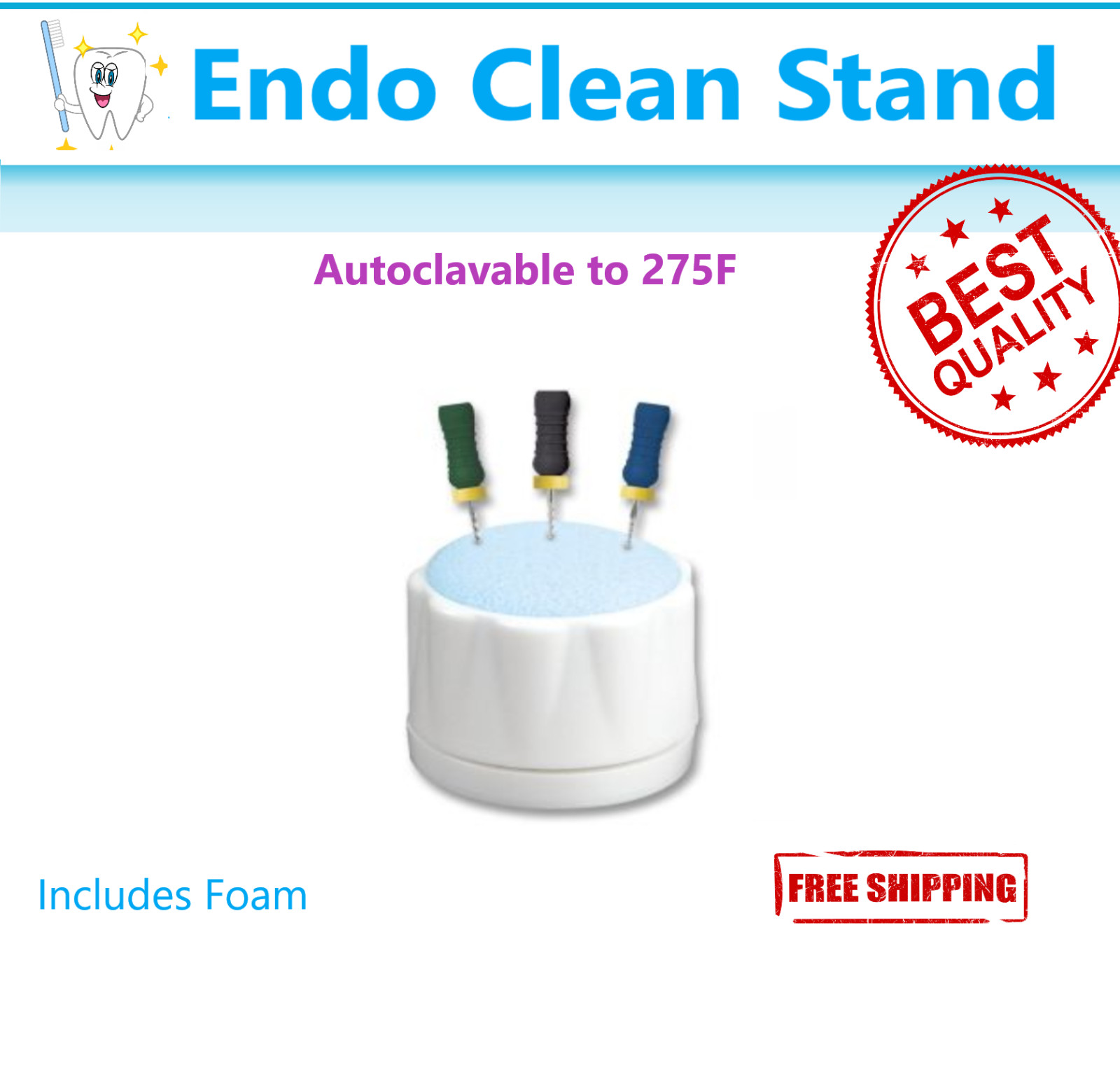 5 x Dental Round Endo Clean Stand Cleaning Foam Sponge File Holder Base – 5/Pack