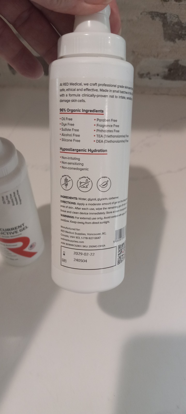 2 Two New Red Microcurrent Conductive Gel Hypoallergenic 8.45 Oz 250ml each.