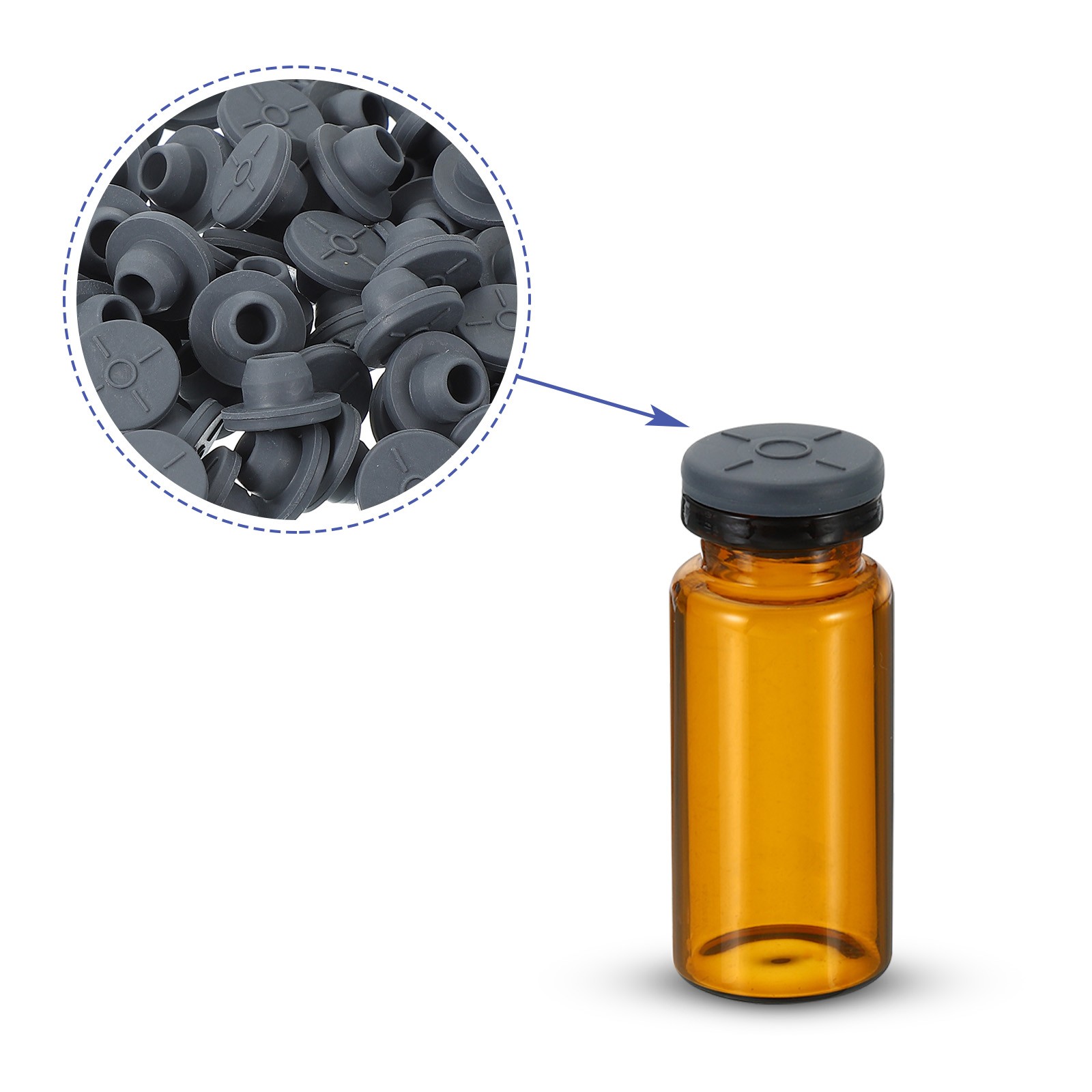 13mm Vial Rubber Stoppers, 100 Pack Mushroom Injection Ports Stopper, Gray