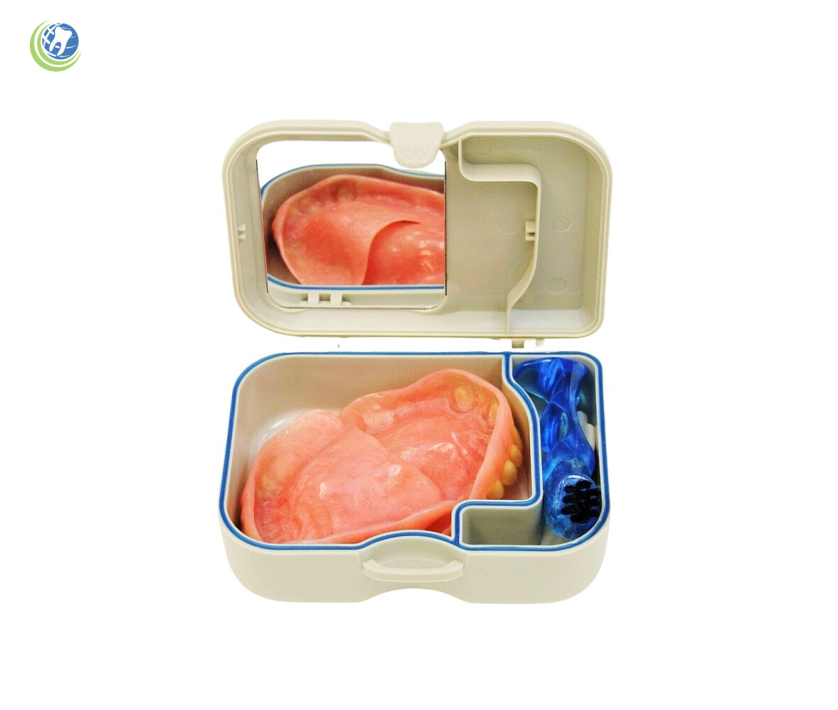 Denture Retainer Mouth-guard Storage Case with Mirror & Cleaning Brush – 1 PC