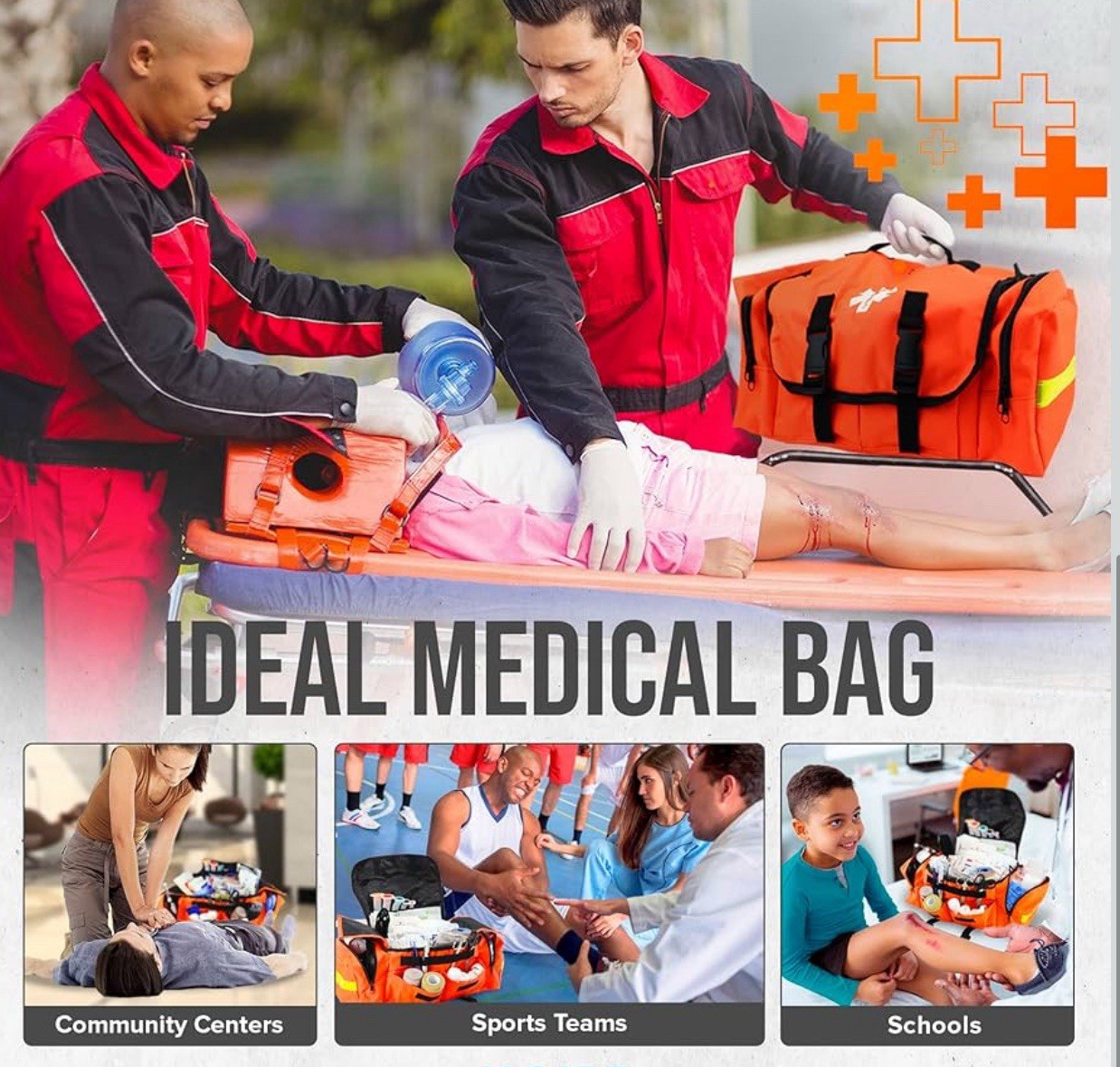 First Responder Kit, EMT Bag with Padded Strap, EMS First Aid Kit