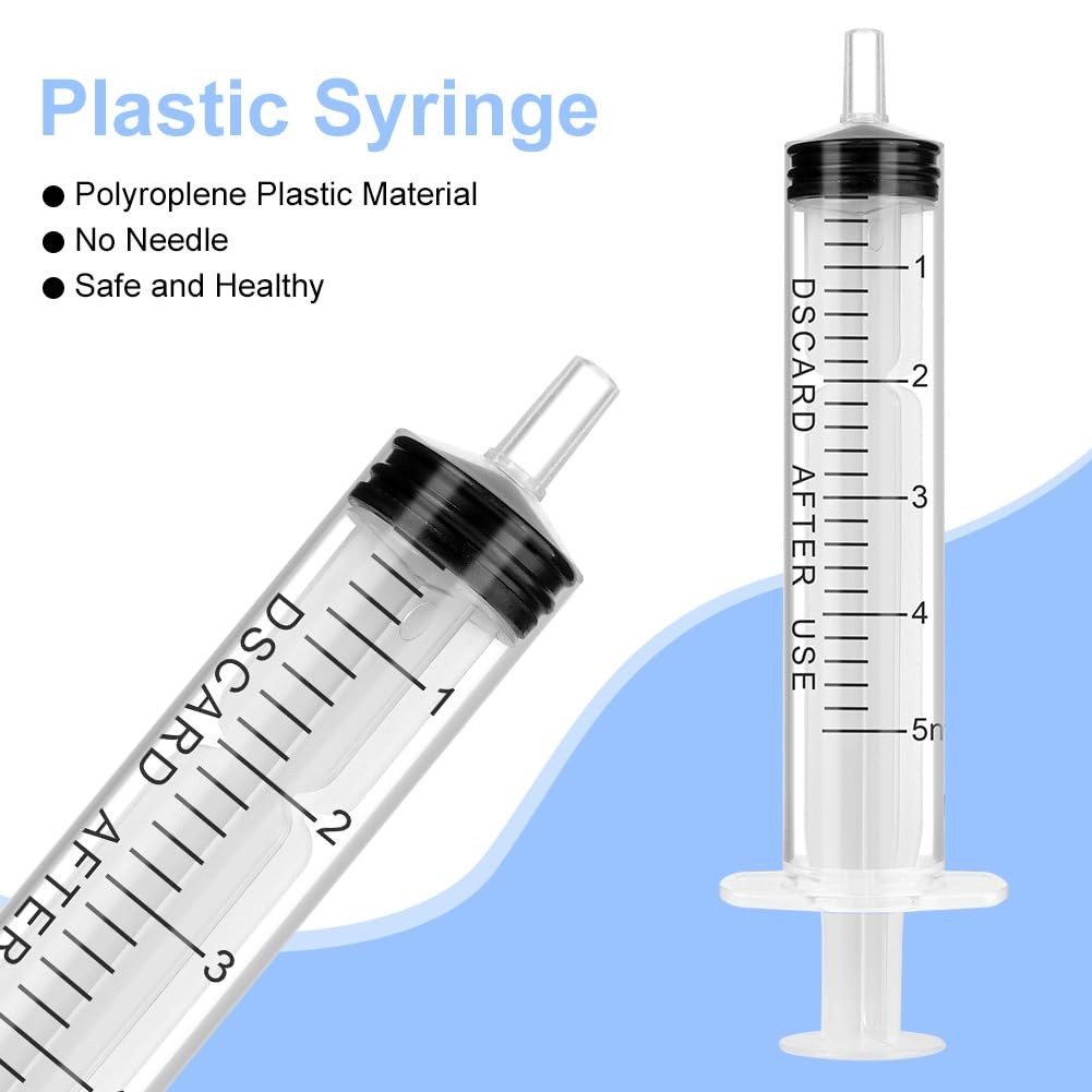 10 Pack 5ml Plastic Syringes for Liquid Needleless Measuring Syringe Set