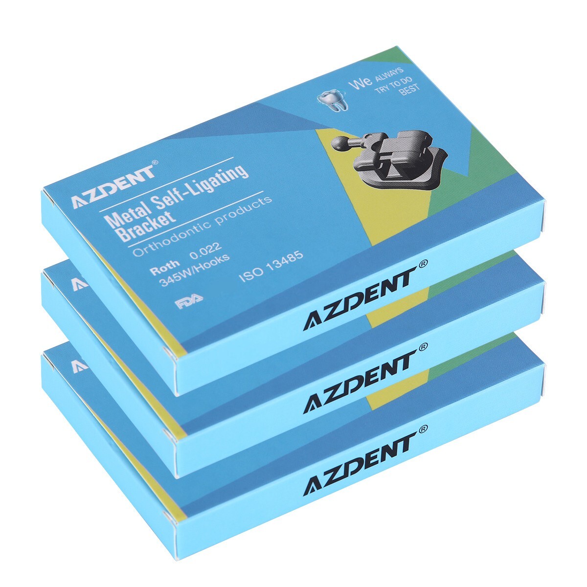AZDENT Dental Orthodontic Self-Ligating Brackets Braces Roth/MBT .022 Hook 3 4 5