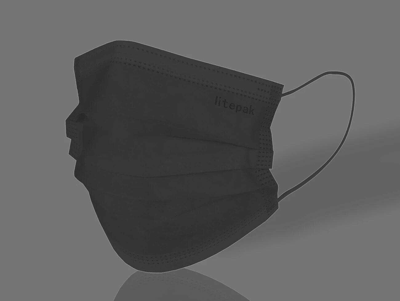 50pcs Litepak Black Disposable Face Mask SOFT 3-Ply Premium Mouth Cover USA