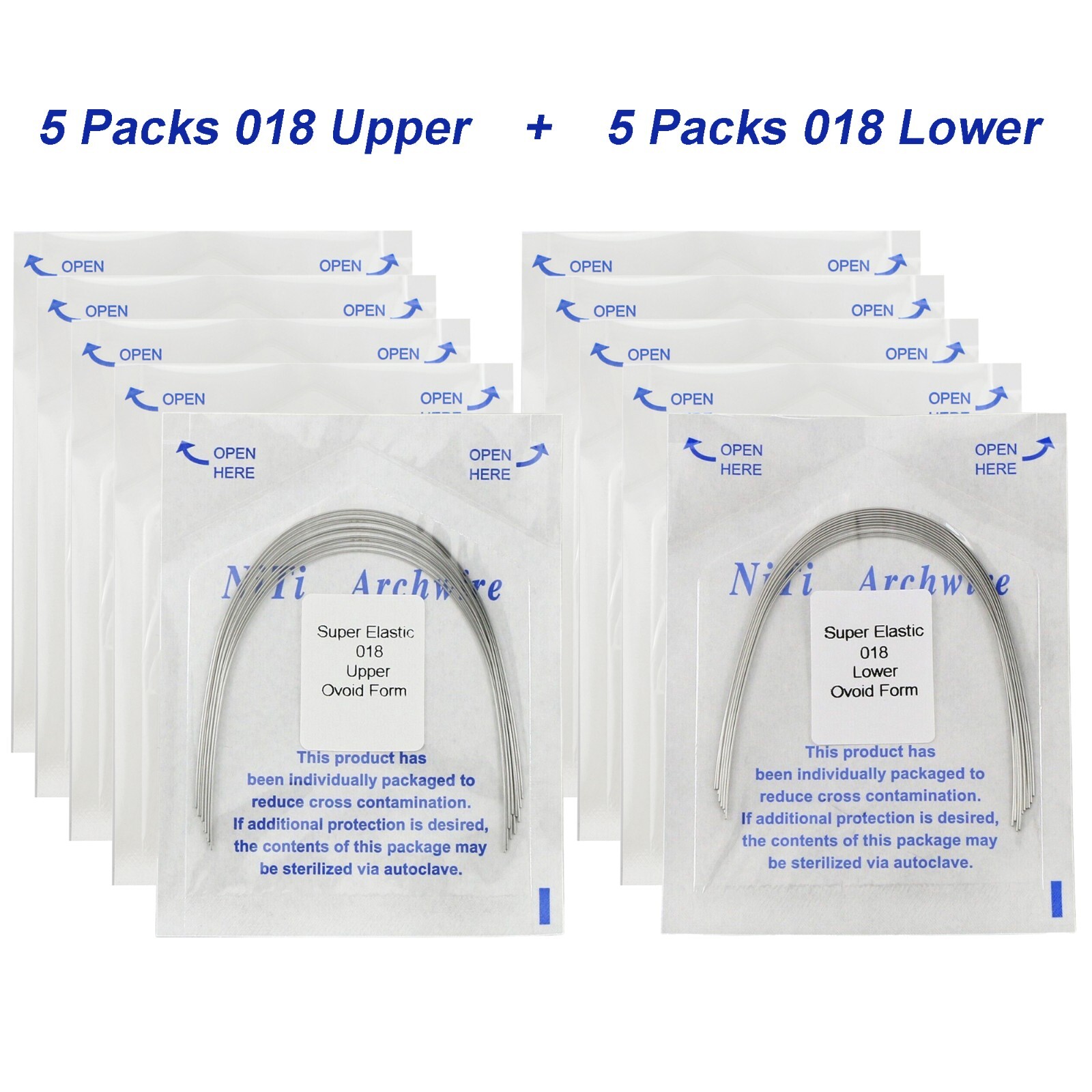 100Pcs Dental Orthodontic Arch Wire NiTi Stainless Steel Round Rectangular Ovoid
