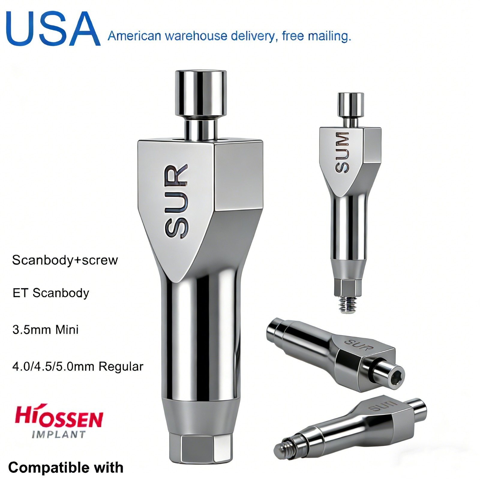 US Hiossen ET Dental Prosthetics Titanium All Implant Abutments fit Mini/Regular