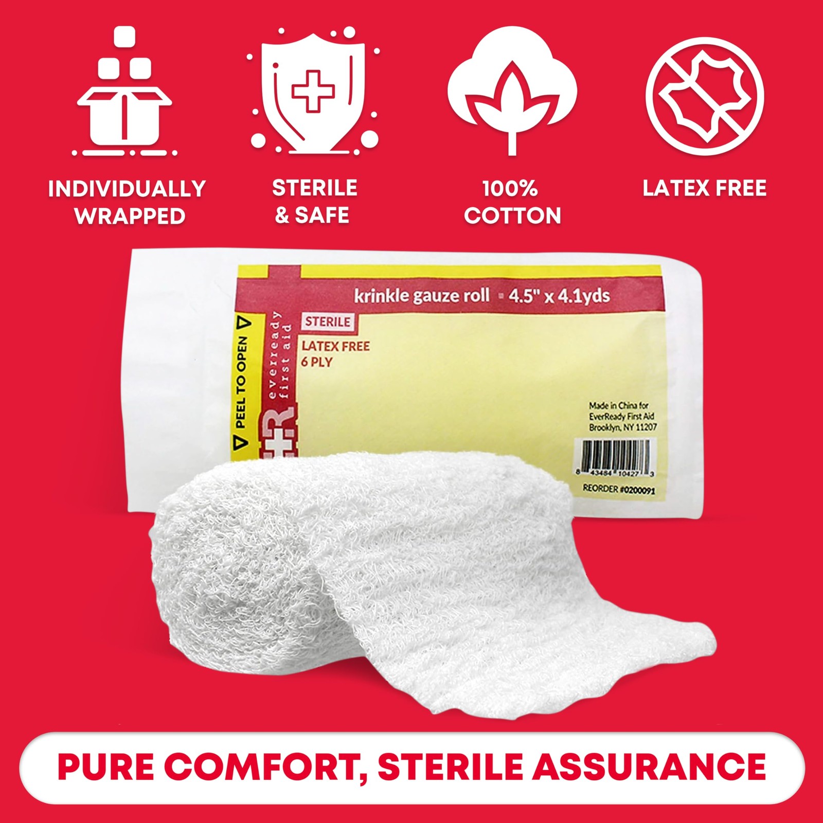 Ever Ready First Aid Sterile Krinkle Kerlix Type 4 1/2″ 24 Count (Pack of 1)