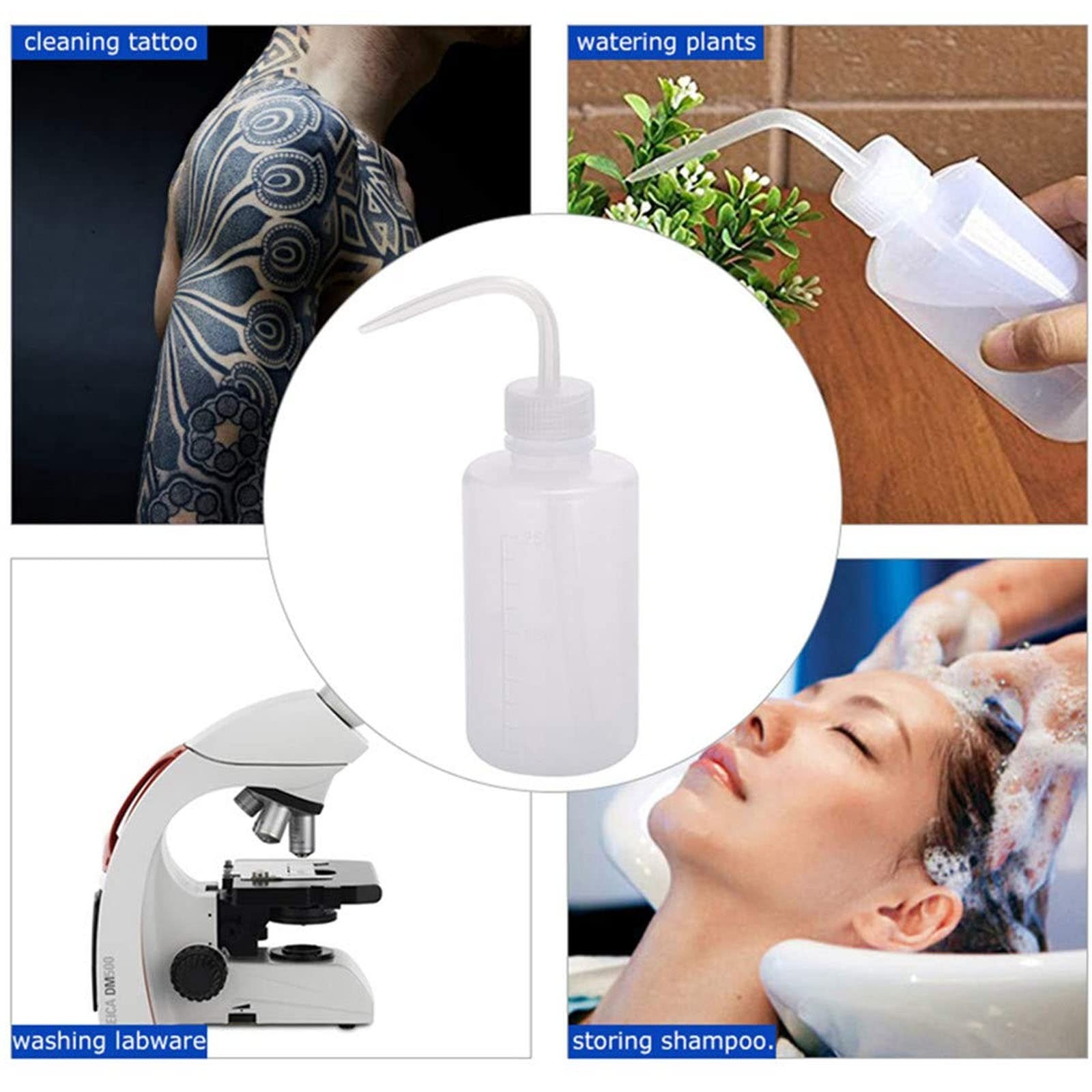 Sotica 2PCS Tattoo Bottles – 500ml Wash 16.9 Ounces, transparent