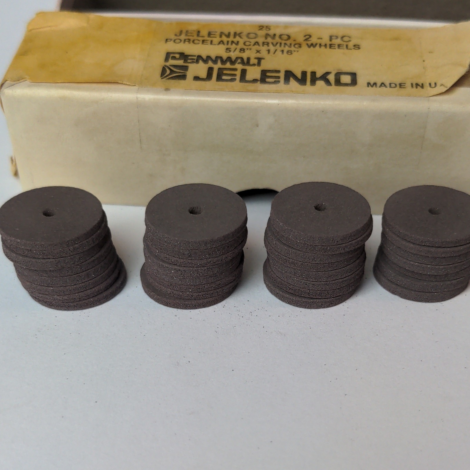 Jelenko No. 2-PC Porcelain Carving Wheels HP Long Straight Shank