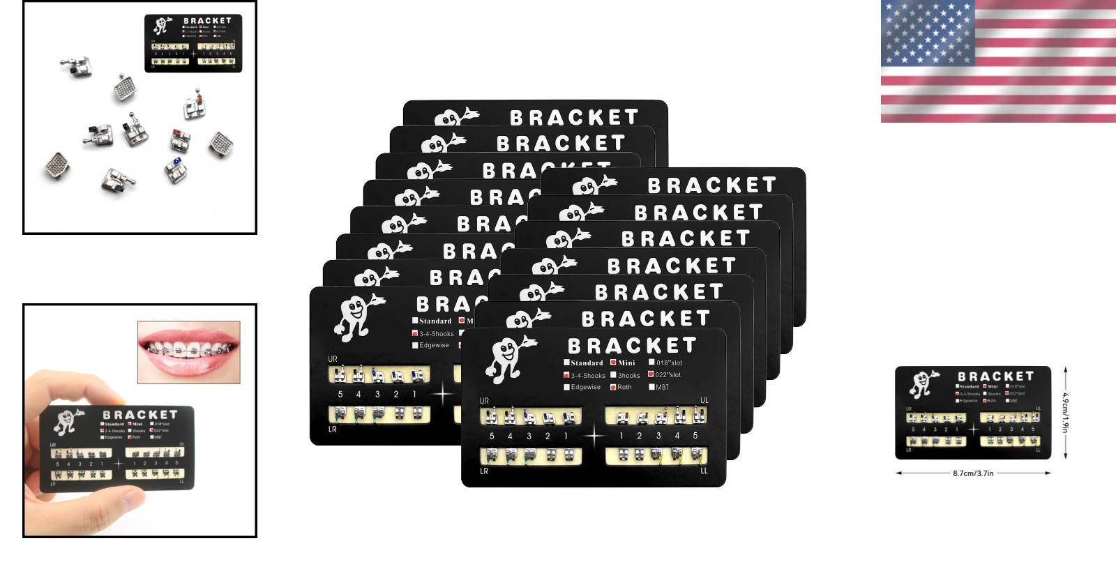 Mini Roth Brackets 300pcs/Pack with Hook on 345 Teeth