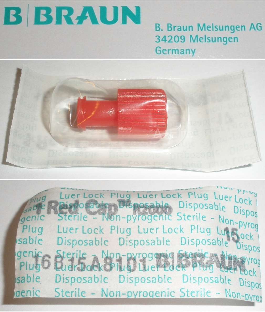 B.BRAUN Red Cap Luer Lock Plug Dual Male Female For Syringe IV Connector Sterile