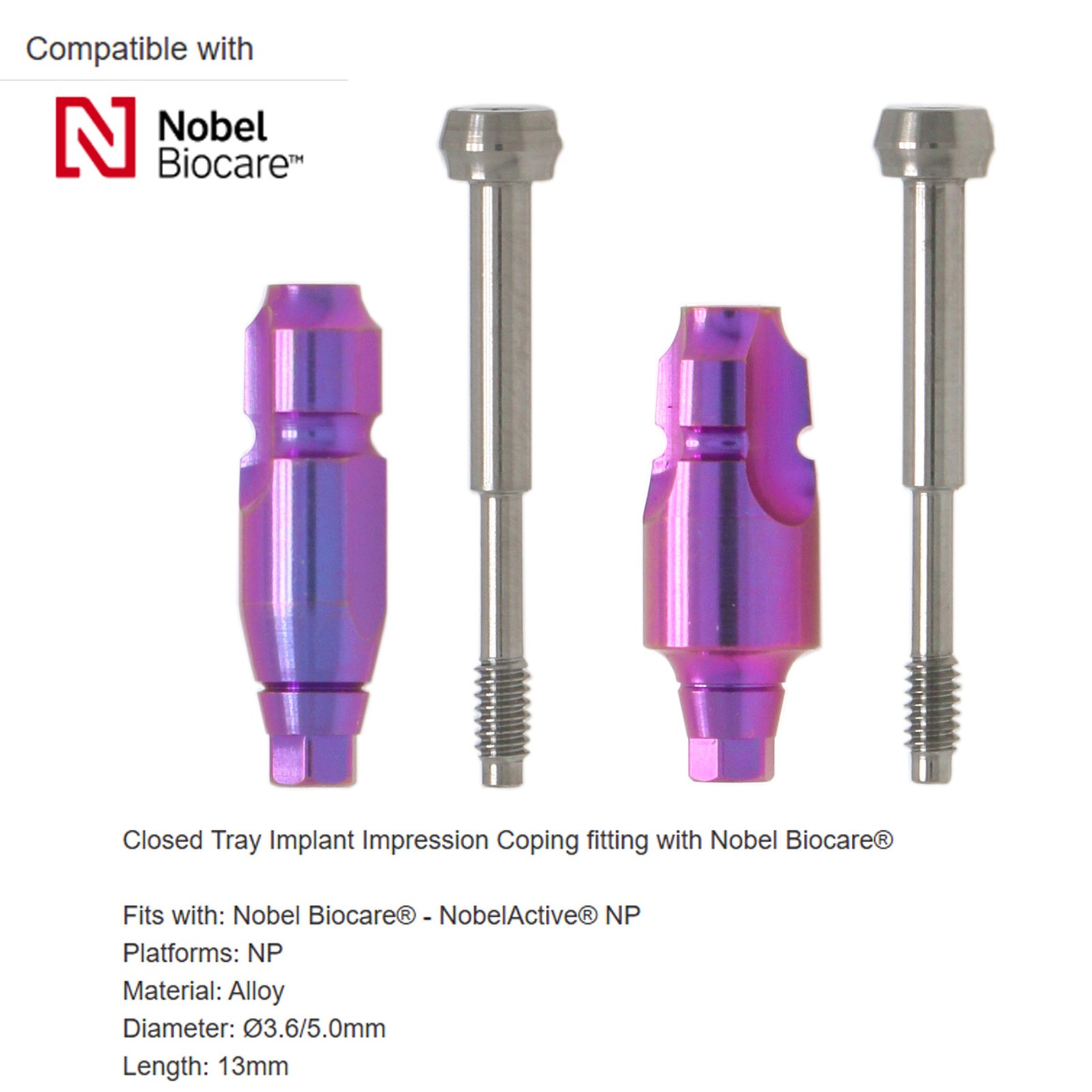 US Nobel Biocare NP/RP Implant Lab Analog Open/Closed Tray Impression Coping