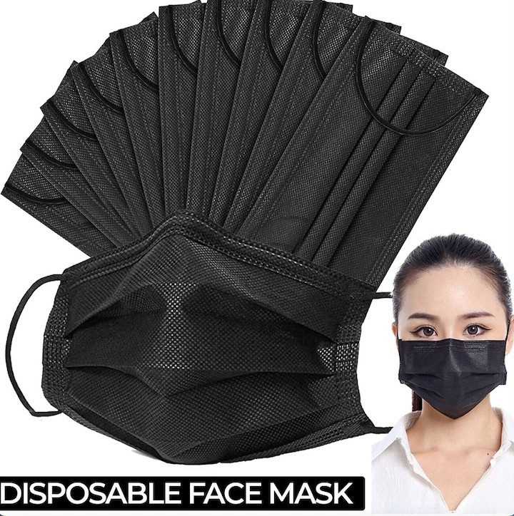 Face Mask 2000PCS Adult Black Disposable Masks 3-Layer Filter Protection
