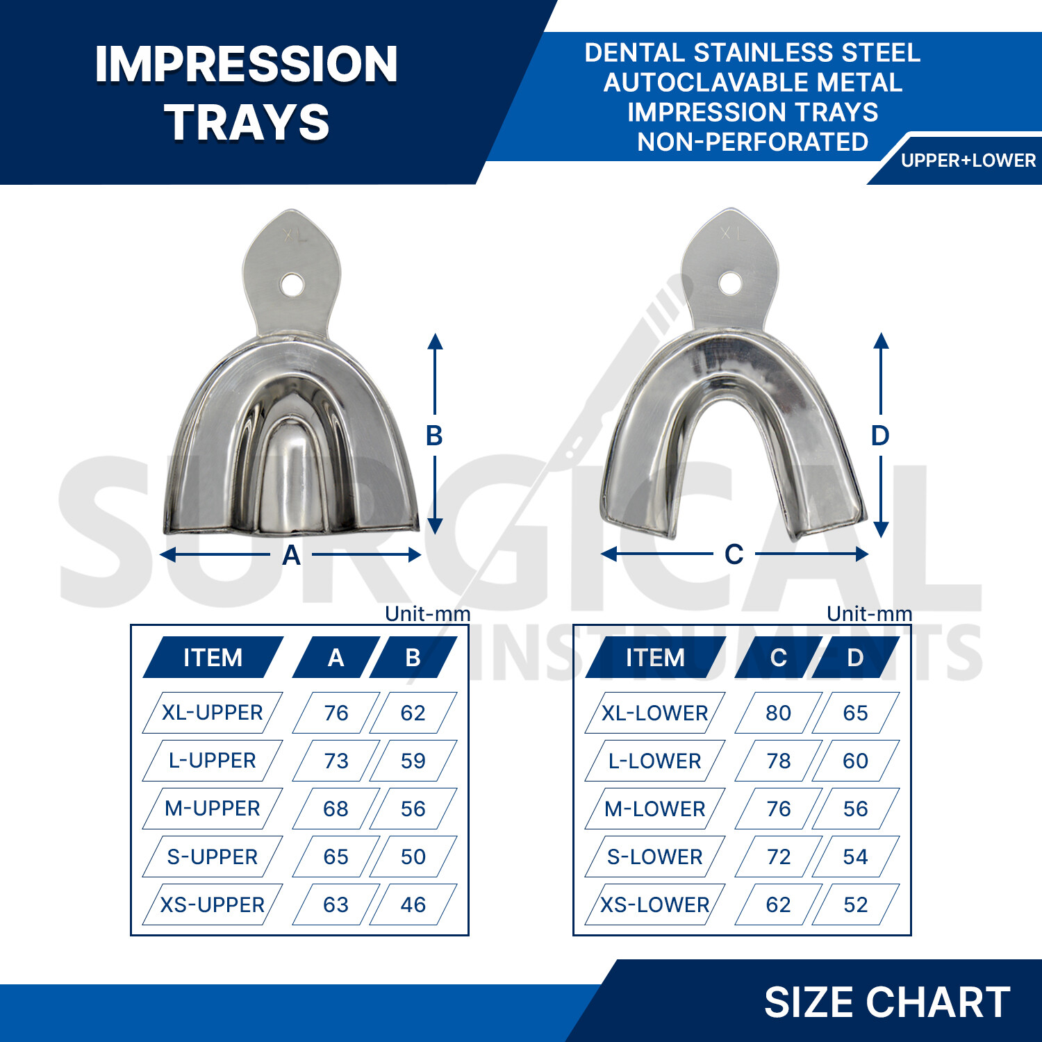 50 Dental Metal Impression Trays Solid