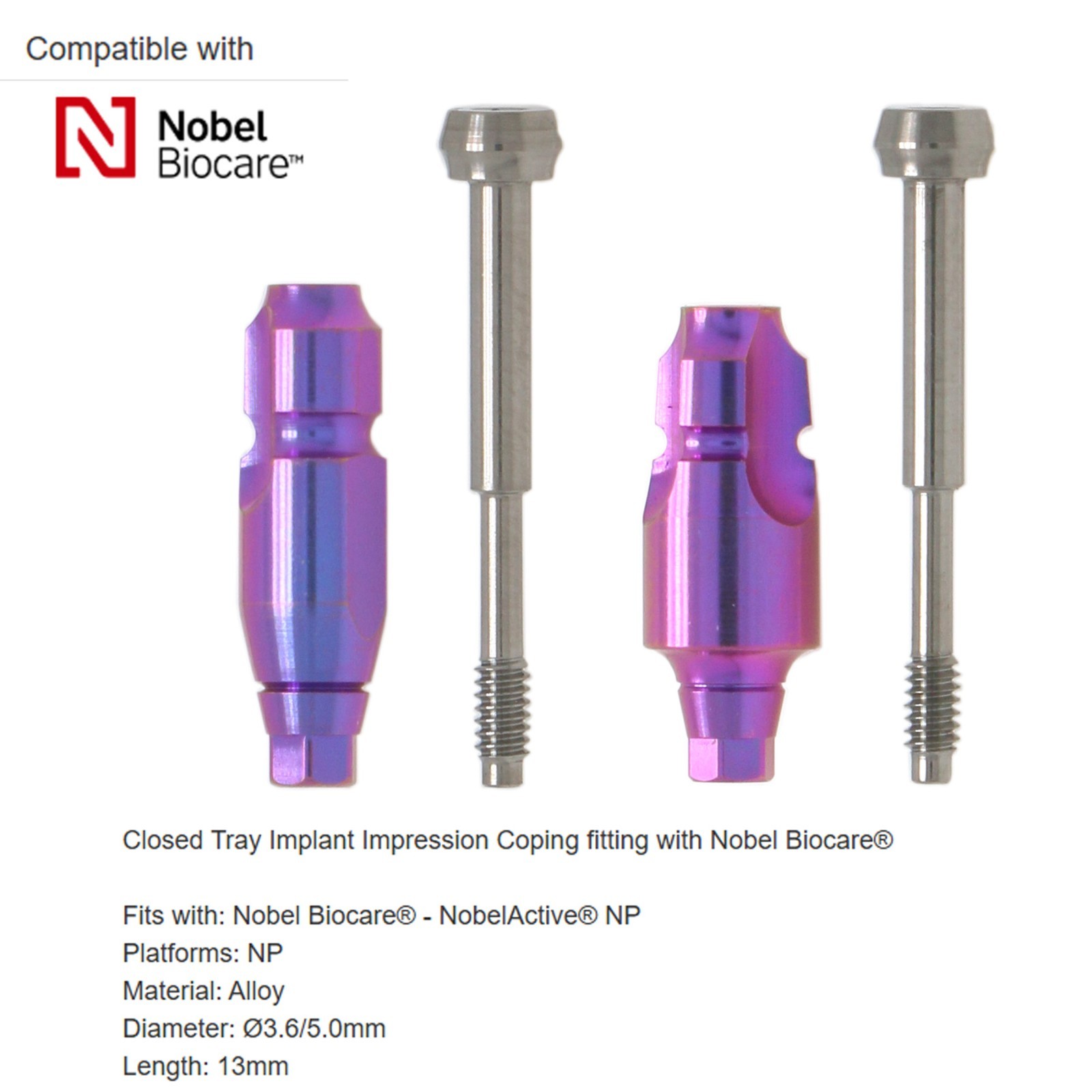 US Impression Coping Open/Closed Tray Conical Connection NP/RP For Nobel Biocare