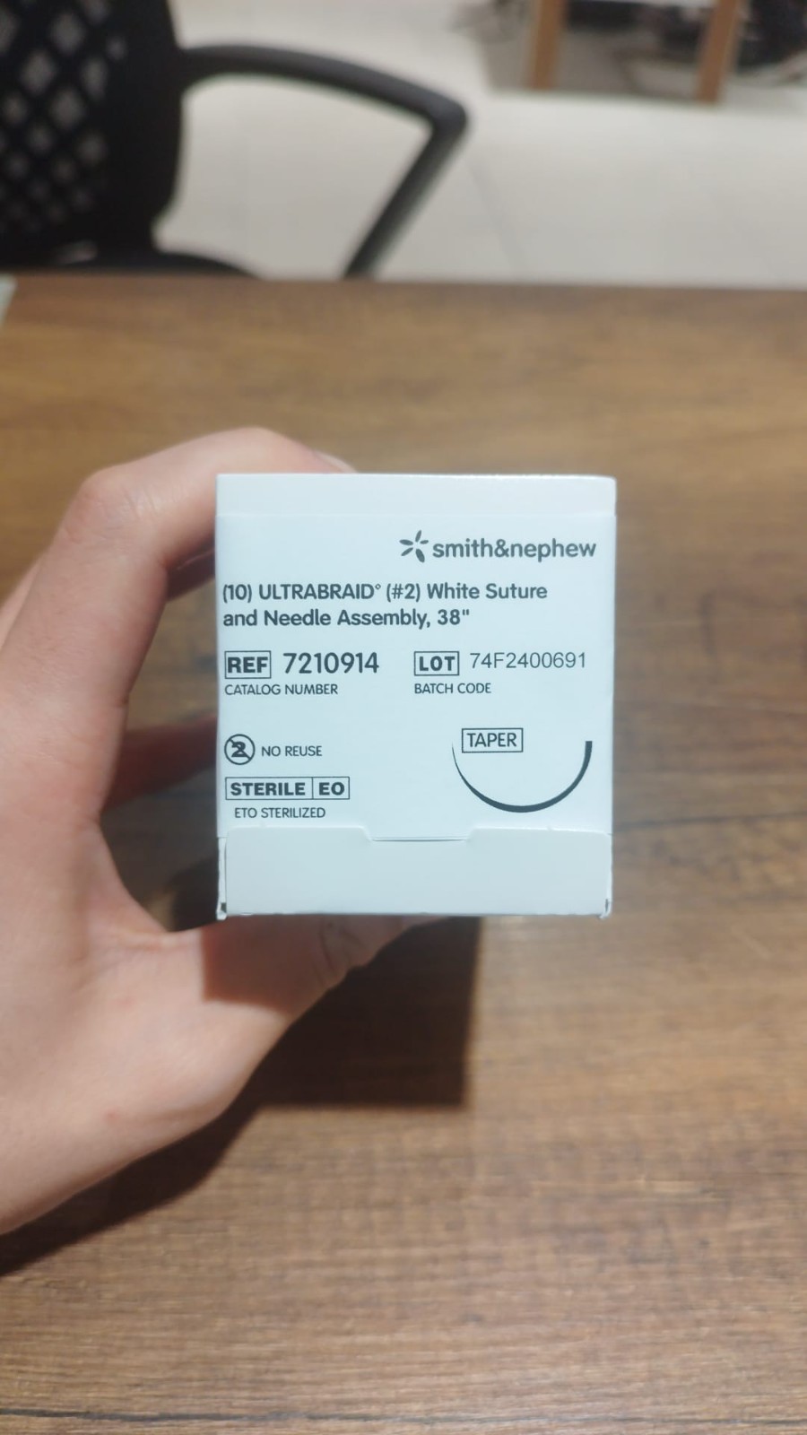 Smith&Nephew (10) ULTRABRAID #2 White Suture and Needle Assembly 38″