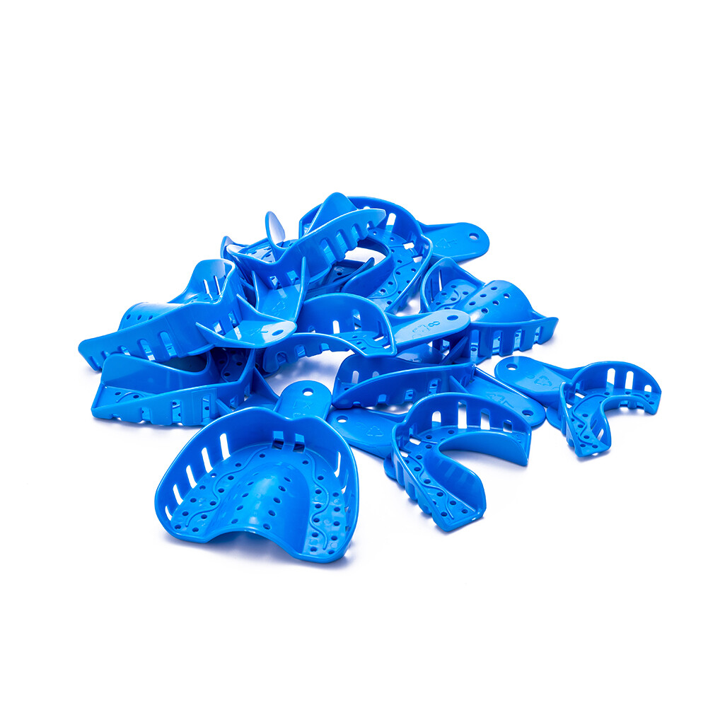 EASYINSMILE 12Pc Dental Plastic Impression Tray Perforated Upper/Lower Autoclave