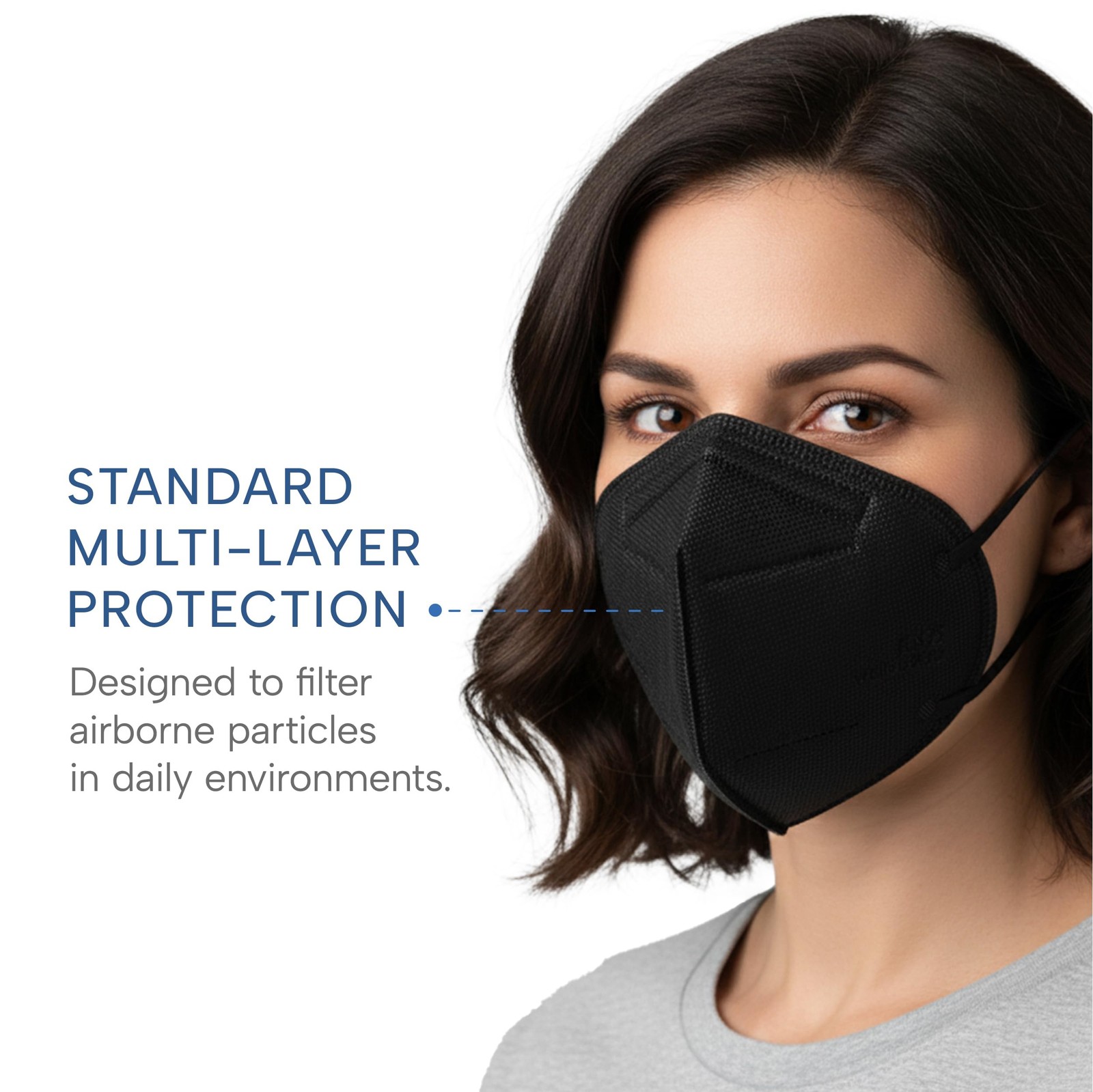 Welcome Series KN95 Face Mask, Black, Medium, Pack of 50