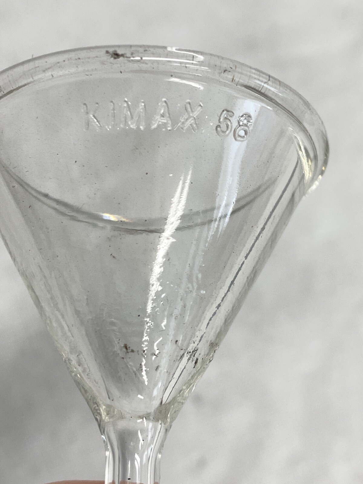 (Lot of 2) KIMAX KIMBLE Glass Short Stem Filling Funnels 40mm 24mm ID