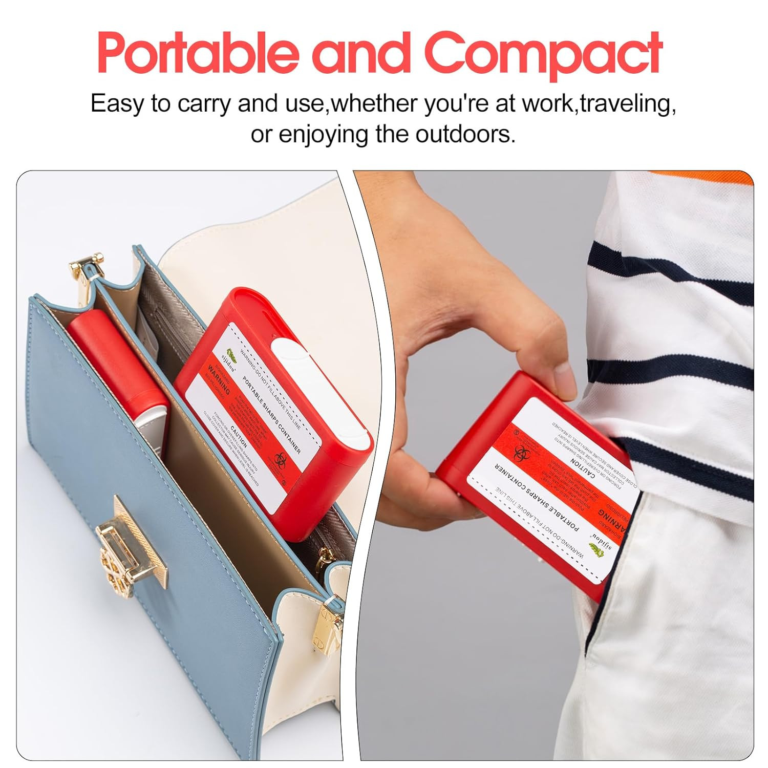 3 Pack Portable Sharps Container for Travel and Home Use,Pocket Travel Sharps Di