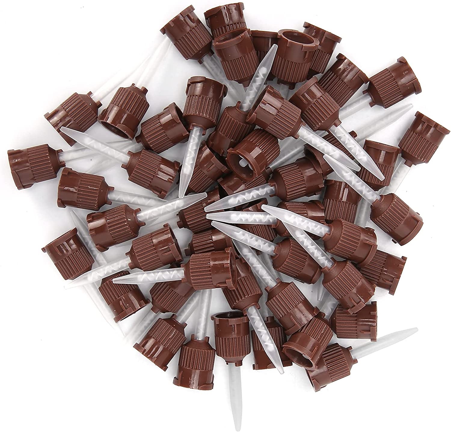 Dental Brown Short Temporary Cement HP Mixing Tips Impression (100/Pack)