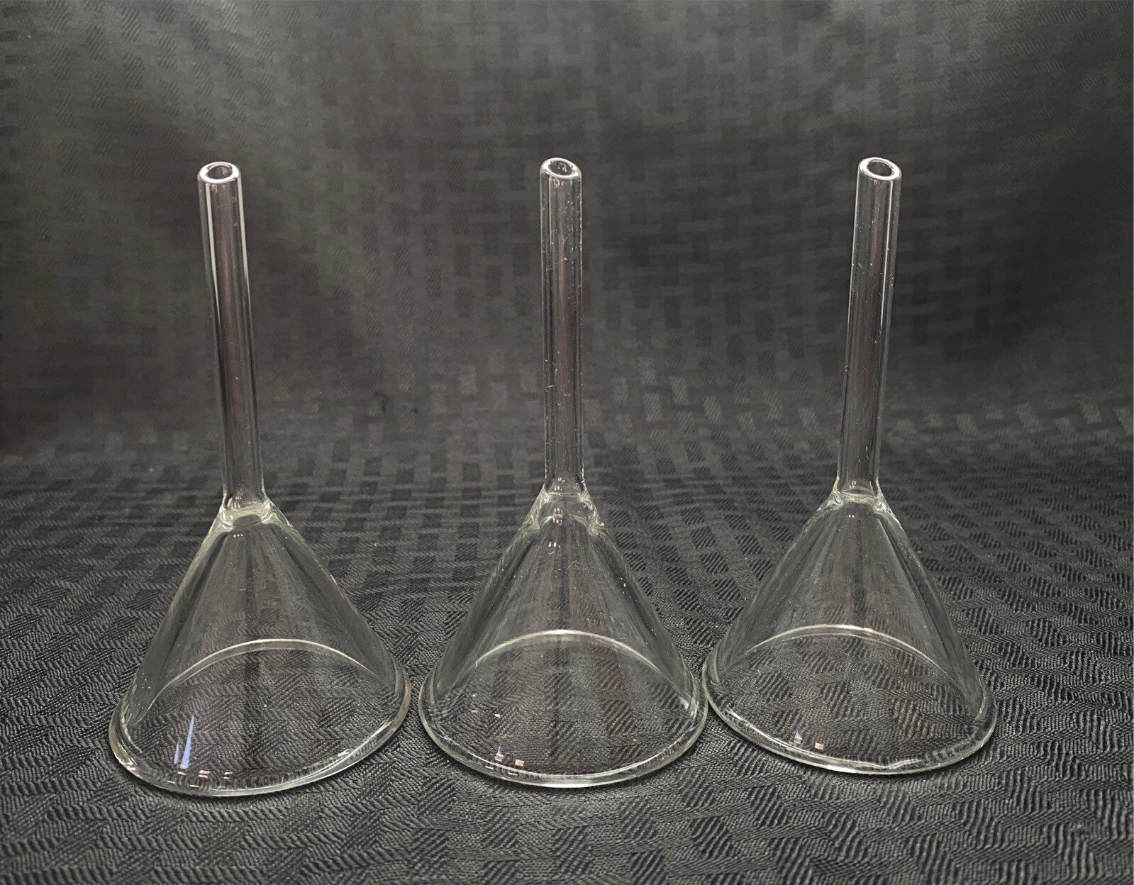 (3) Kimble Kimax Glass 55mm ID 58º Angle Filling Funnel, Short Stem 28950-55