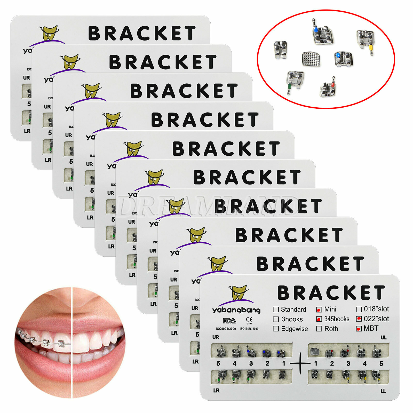 10-200Packs Standard/Mini Roth/MBT Slot.022 Orthodontic Brackets Braces AOR