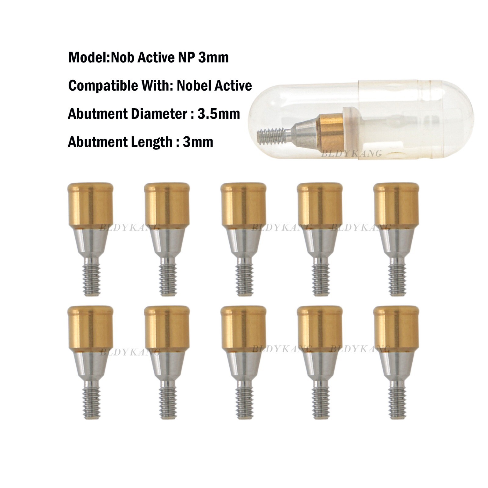 US Dental Nobel NP-NA353 Implant Attachment Abutment Male Caps Kit 3.0mm PEEK