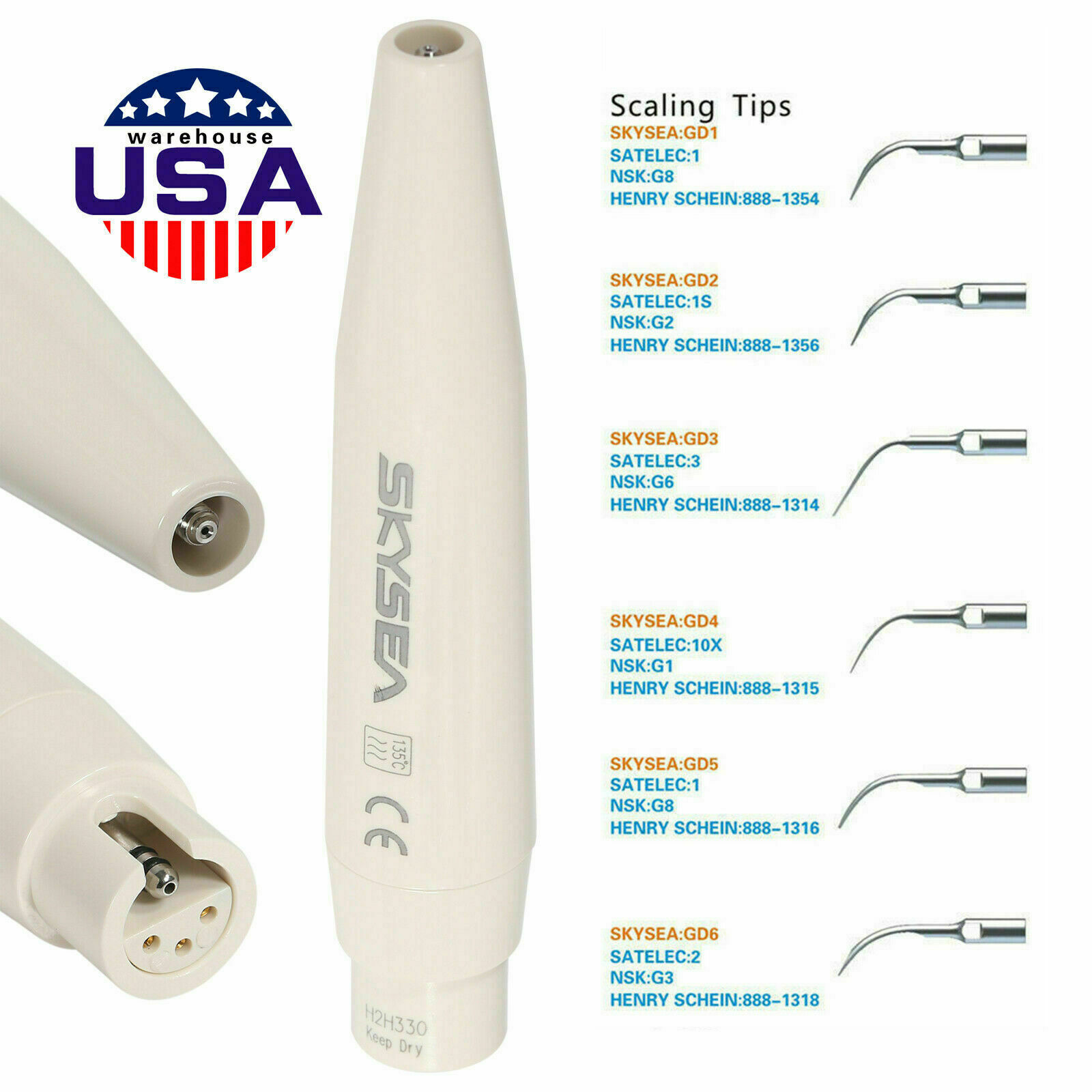SKYSEA Dental Scaler Handpiece / Scaling tips GD1-GD6 for DTE SATELEC Scaler