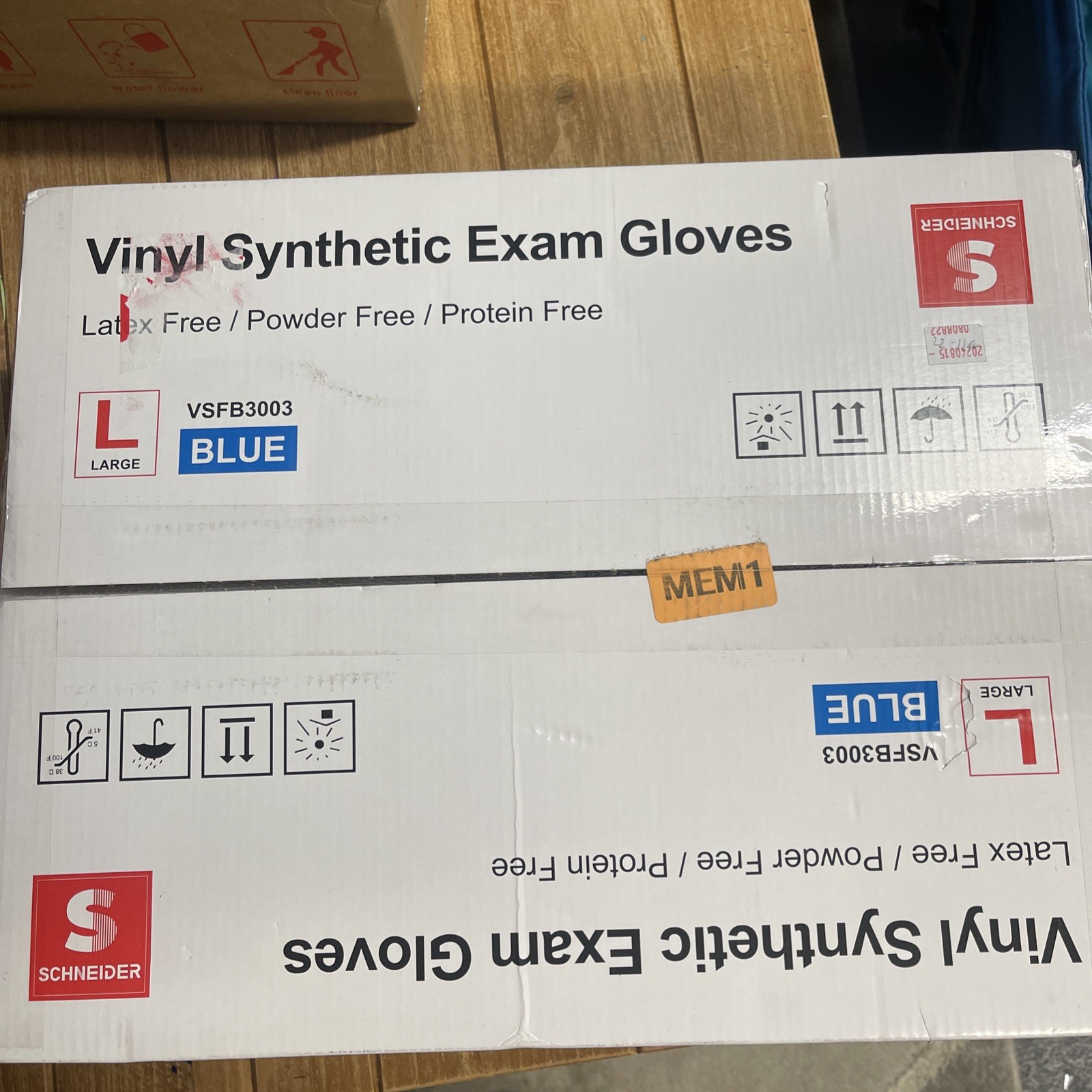 Schneider Blue Vinyl Synthetic Exam Gloves, Large, Case of 1000, VSFB3003, Large