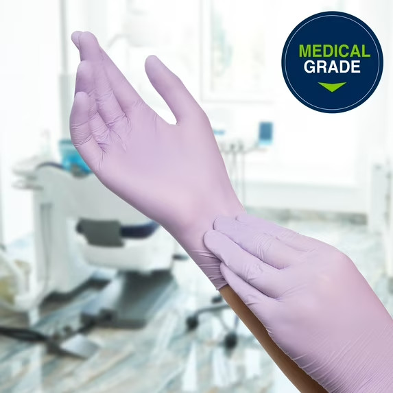 10 Boxes – Halyard Lavender Powder Free Nitrile Exam Gloves – Sizes: S, M, L, XL