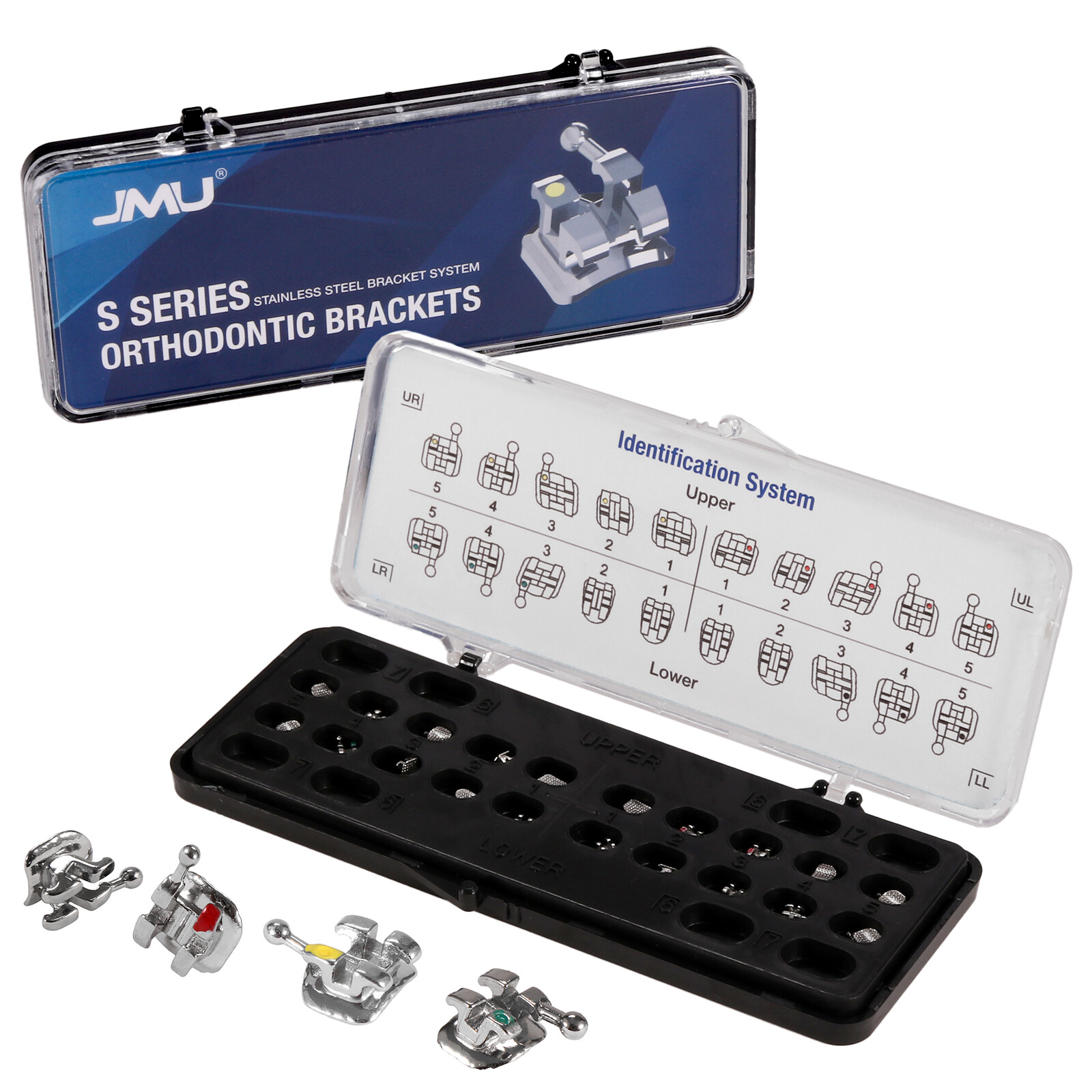 20/Set Ortho Metal Brackets Brace Mini & Standard Roth/MBT .022/.018 Hooks 3-4-5