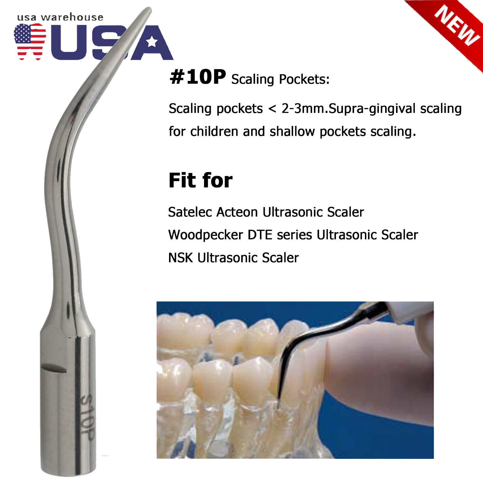 Dental Ultrasonic Piezo Scaler Periodontal Tips 10P Fit Satelec Acteon DTE NSK