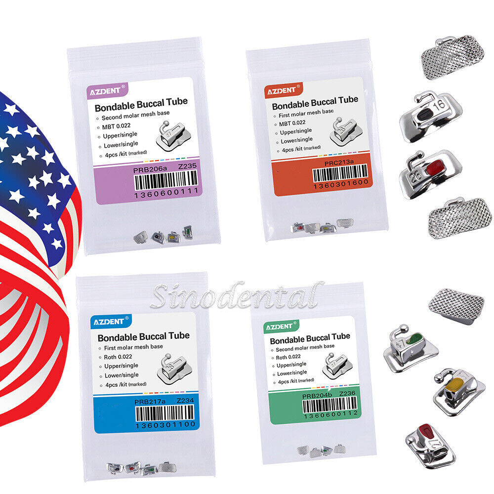 AZDENT Dental Non-Convertible Bondable Buccal Tube 1st/2nd Molar Roth/MBT018/022