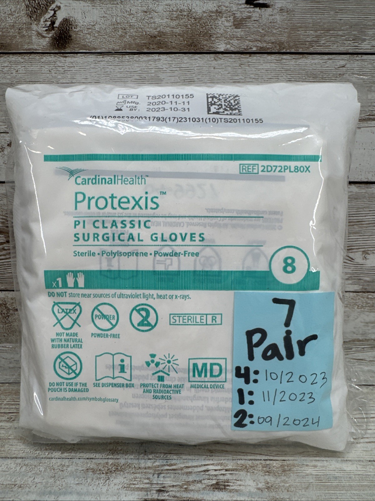 Protexis PI CLASSIC Surgical Glove Cardinal Health *7 Pair* Size: 8 *See Dates*