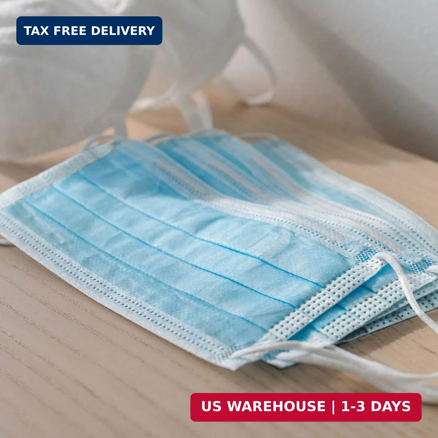 HealthSmart Disposable 3 Layer Face Mask with Ear Loops for Single Use, 50 Count
