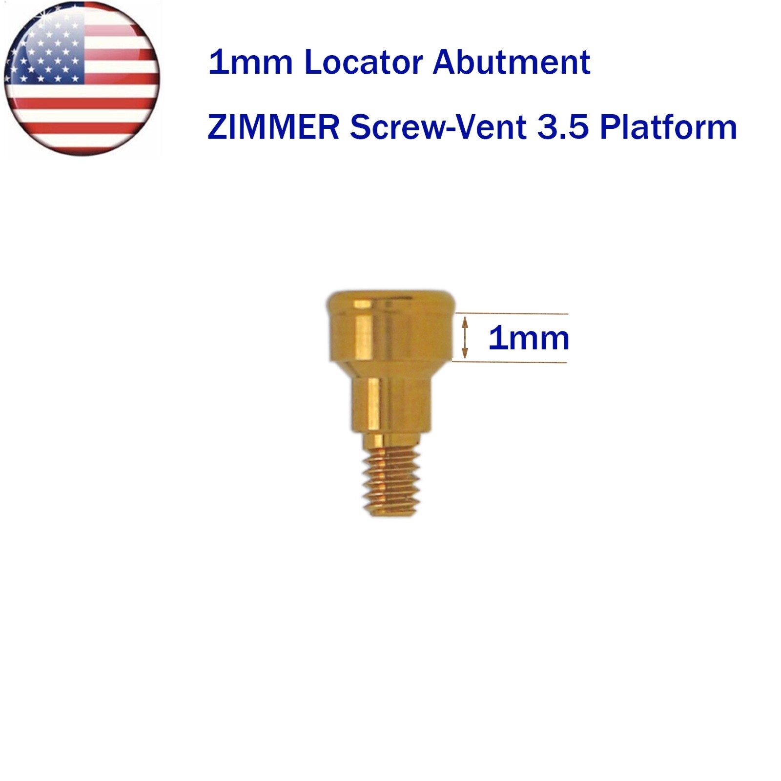 US Dental Zimmer Locator Abutment PA Dia=3.5mm 1-5mm Implant Retention Caps Tool