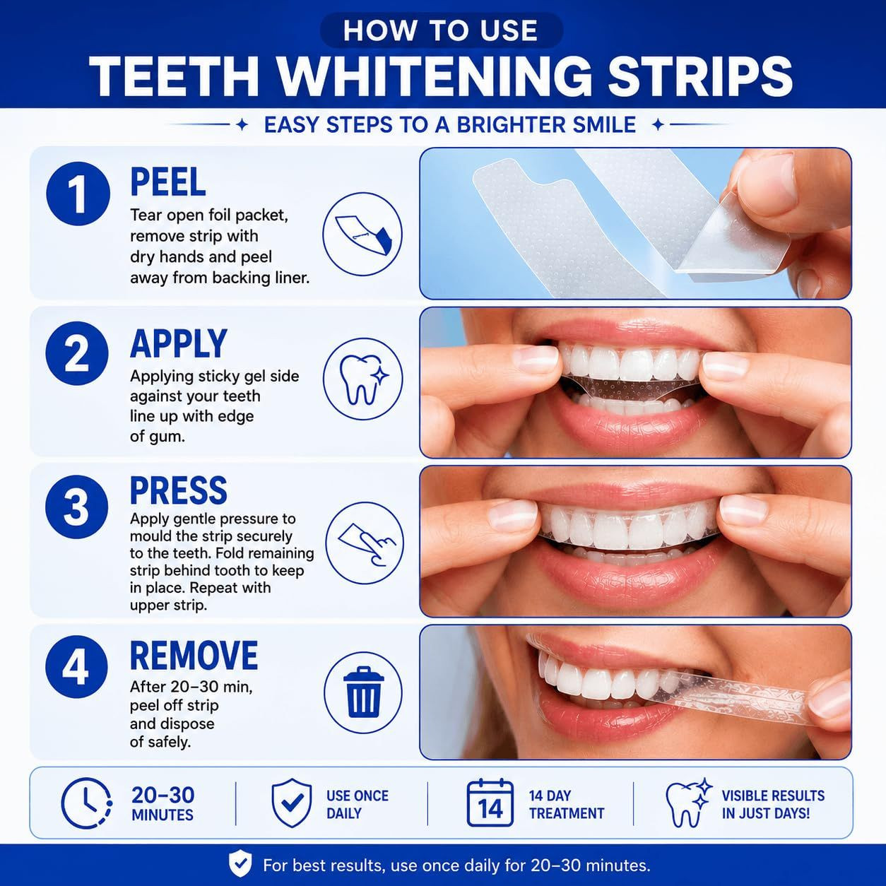 Teeth Whitening Strips – 28 (14 1 Count (Pack of 14), Transparent