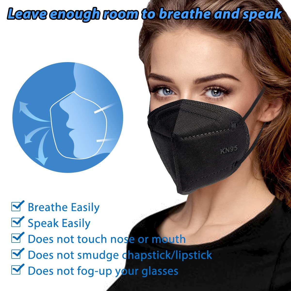 50 Pack KN95 , 5-Layer masks disposable kn95 Black,Protection Against PM2.5, …