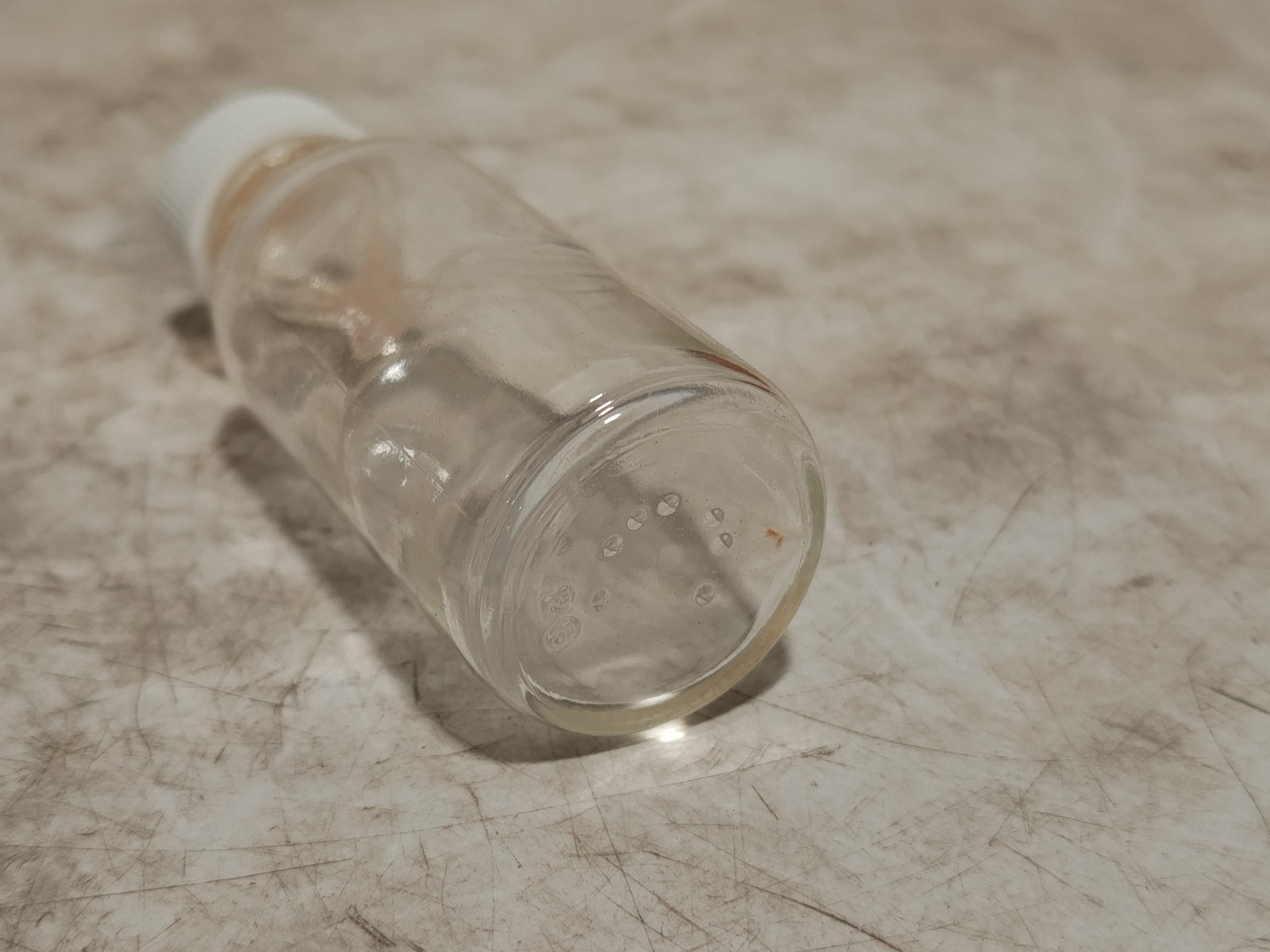 Lot of 15 Glass Bottles With White Screw Caps Clear Sample Vials as Shown