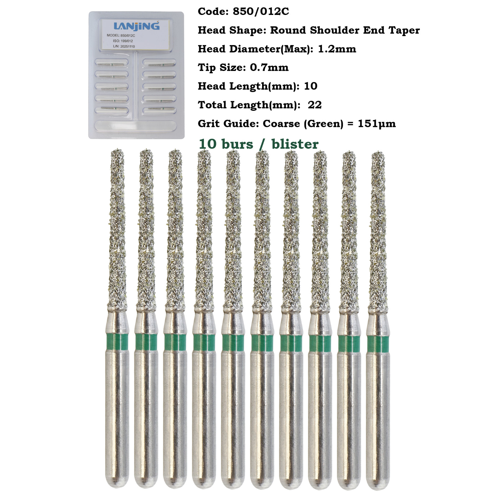 Dental Diamond Burs FG Round End Taper Bur Super Coarse Fine 856 850 High Speed