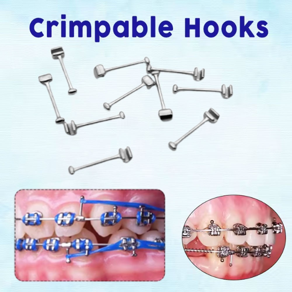 Dental Orthodontic Crimpable Hook Long/Medium/Short Stainless Steel 10pcs/pack