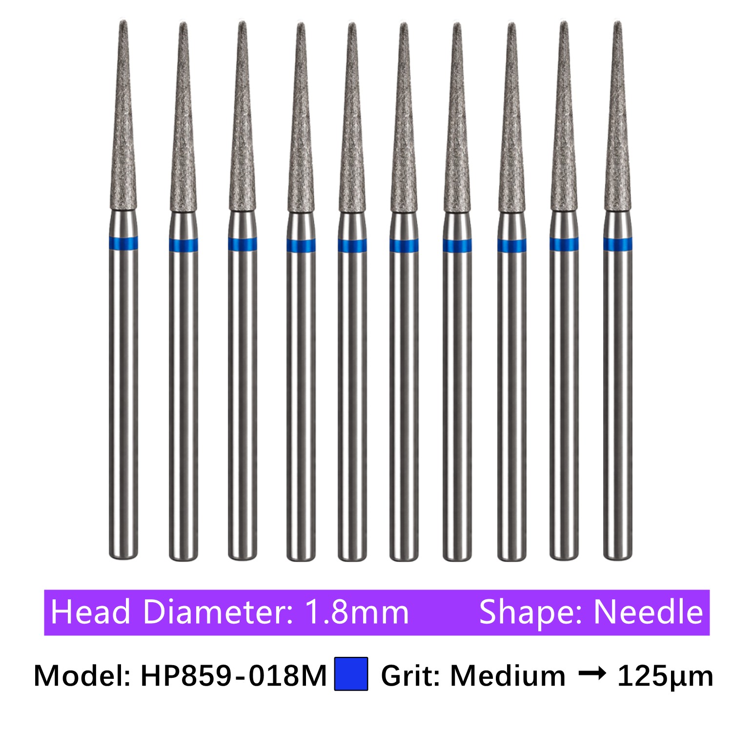 Vakker 10pc Dental HP Diamond Bur Long Straight Grinding Drill Bit for Handpiece